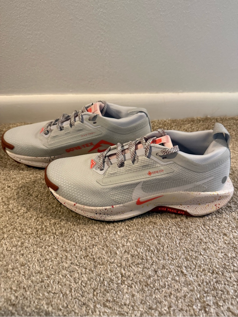 Nike Light Gray Trail Runners Gore-Tex with Coral Accents